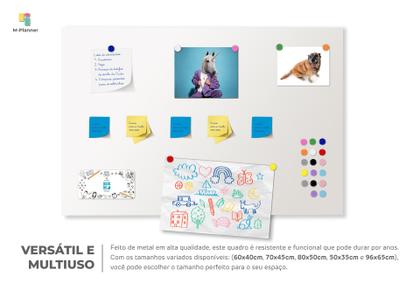 Imagem de Painel Mural Magnético Para Rotina Diária Organização Fotos Estudos Trabalho Com 36 Imãs 40x60