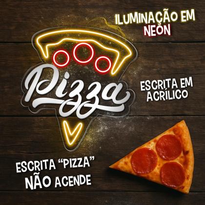 Imagem de Painel Neon Led Acrílico Pizza Letreiro Decoração Pizzaria
