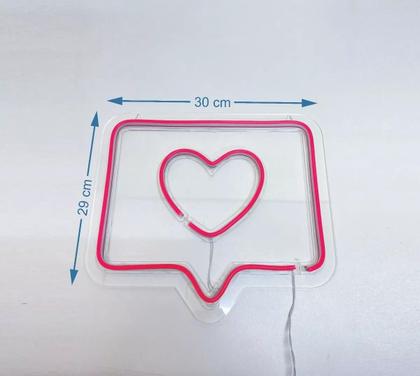 Imagem de Painel Neon Led Like Curtir Instagram Branco E  Rosa 30 Cm
