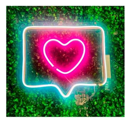 Imagem de Painel Neon Led Like Curtir Instagram Branco E  Rosa 30 Cm