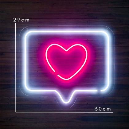 Imagem de Painel Neon Led Like Curtir Instagram Branco E Rosa 30cm