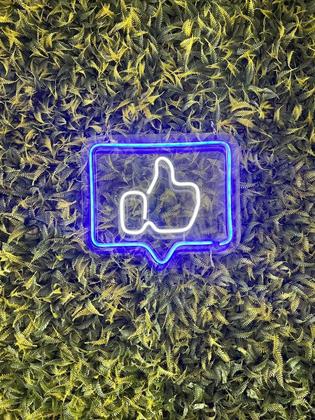 Imagem de Painel Neon Led  Like Facebook Azul 30 Cm