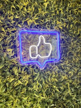 Imagem de Painel Neon Led  Like Facebook Azul 30 Cm