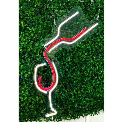 Imagem de Painel Neon Led Wine Taça E  Vinho Branco E  Vermelho 50 Cm