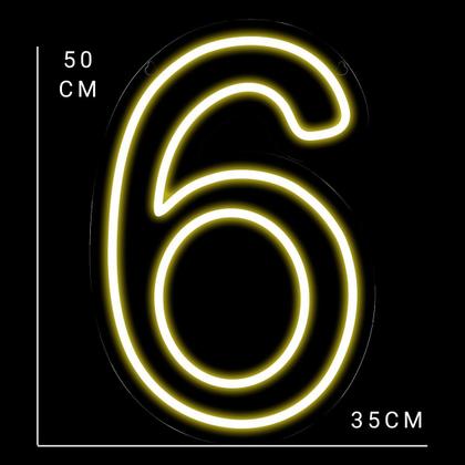 Imagem de Painel Neon Numero Seis 6 Instagram Iluminação Branco 50cm