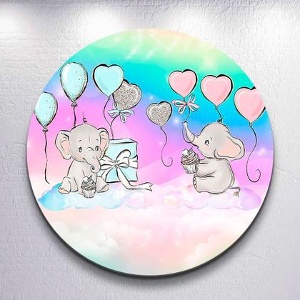 Imagem de Painel p/ Festa Chá Revelação Redondo Capa Sublimada Tamanhos Grande e Mini Decoração Diversa