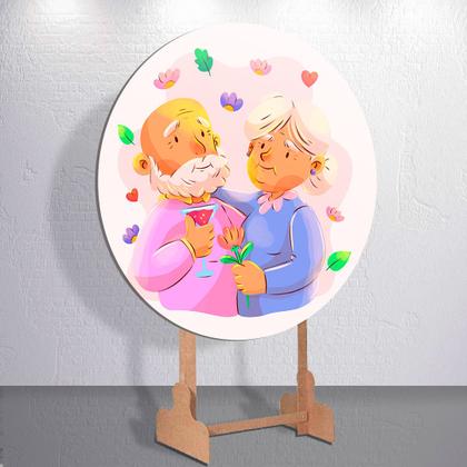 Imagem de Painel p/ Festa Dia Dos Avós Com Capas Redondo Sublimado Parabéns Vó Casal De Velhinhos Festa Infant