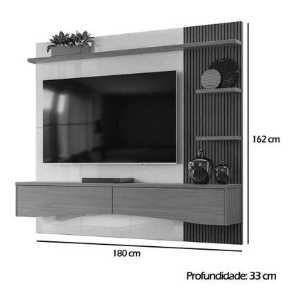 Imagem de Painel p/ TVs até 65" Europa Cinza Perolizado/Tauari Ripado - Lukaliam