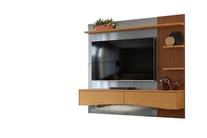 Imagem de Painel p/ TVs até 65" Europa Cinza Perolizado/Tauari Ripado - Lukaliam