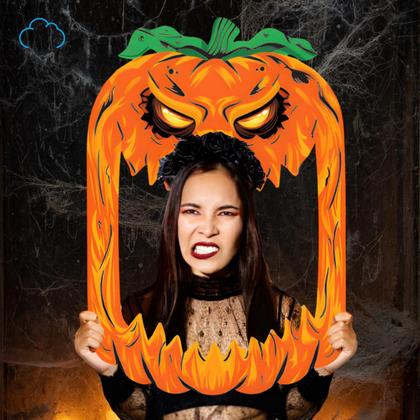 Imagem de Painel para fotos abóbora assustadora decoração festas 