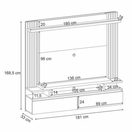 Imagem de Painel Para Home Suspenso Cosmo Nature Preto - Hb Móveis