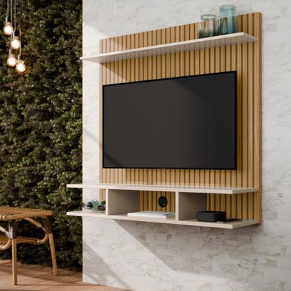 Imagem de Painel Para Tv 32 Polegadas Com Prateleira Smart Plus Quarto Sala Ripado Onix - Diversas Cores