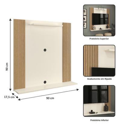 Imagem de Painel Para TV 32 Sala Quarto Ripado C/ Prateleira Suspenso