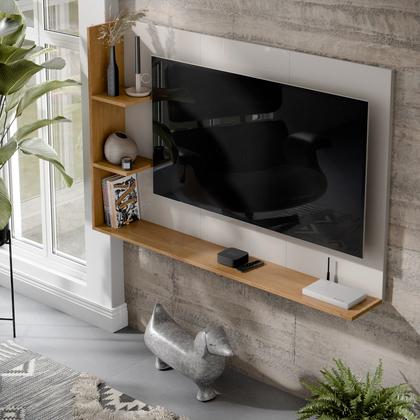 Imagem de Painel Para TV 50 Polegadas Sala/Quarto Suspenso Com Prateleira Nicho Berlim