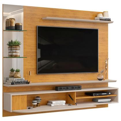 Imagem de Painel Para TV 60 Pol com Bancada Suspensa 180cm Judá D05 Cedro Bali - Lyam Decor