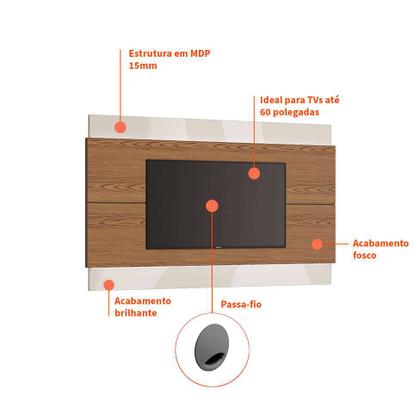 Imagem de Painel Para TV 60 Polegadas Classic I Freijó com Off White