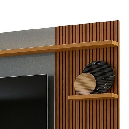 Imagem de Painel Para TV 65 Polegadas 180cm Europa Lukaliam Cinza/Tauari Ripado 3D