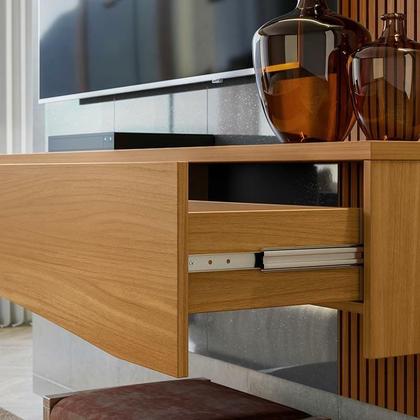 Imagem de Painel Para TV 65 Polegadas 180cm Europa Lukaliam Cinza/Tauari Ripado 3D