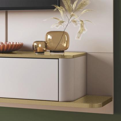 Imagem de Painel Para TV 70 Pol Bancada Suspensa Cheri B01 Off White Champagne - Lyam Decor