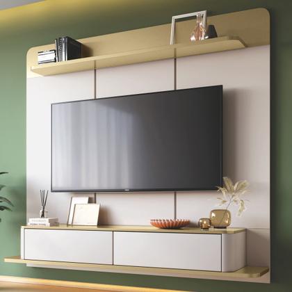 Imagem de Painel Para TV 70 Pol Bancada Suspensa Cheri B01 Off White Champagne - Lyam Decor
