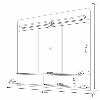 Imagem de Painel Para TV 70 Pol Bancada Suspensa Cheri B01 Off White Champagne - Lyam Decor
