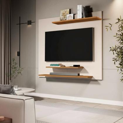 Imagem de Painel para TV até 32 Polegadas com 3 Prateleiras para Sala de estar Quarto 90x90 cm