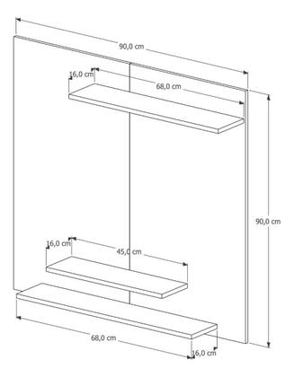 Imagem de Painel para TV até 32 Polegadas com 3 Prateleiras para Sala de estar Quarto 90x90 cm