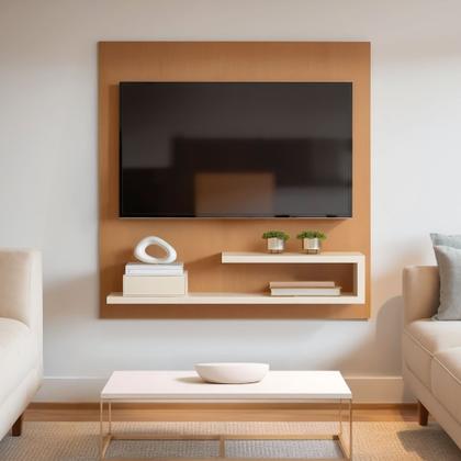 Imagem de Painel Para Tv Até 32 Polegadas Com Prateleira Liso e Ripado
