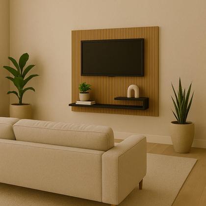 Imagem de Painel Para Tv Até 32 Polegadas Com Prateleira Liso e Ripado