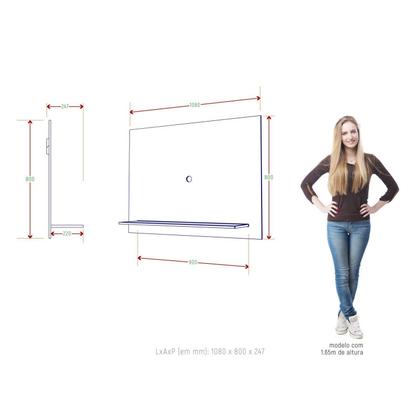 Painel para TV até 42 Polegadas 108cm 1 Prateleira Florence Zanzini Imagem de Painel para TV até 42 Polegadas 108cm 1 Prateleira Florence Zanzini