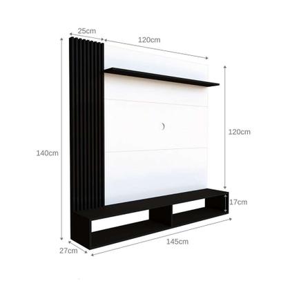 Painel para TV até 42 Polegadas Sand Branco e Preto - Bramov Imagem de Painel para TV até 42 Polegadas Sand Branco e Preto