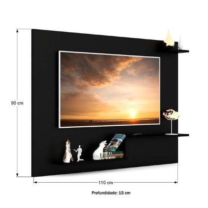 Imagem de Painel para TV Até 43 Polegadas Denver 3 Prateleiras Preto - Jcarvalho
