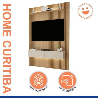 Imagem de Painel para TV até 50 Polegadas com LED MDF 134CMX218CM Frisado em Duplo Curitiba Marrom
