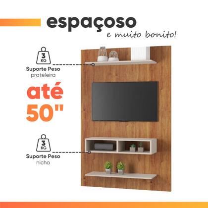 Imagem de Painel Para TV Até 50 Polegadas com Prateleira e Nicho 1,15m Berlin Viero