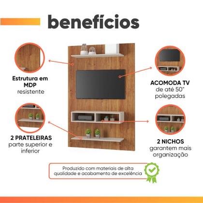 Imagem de Painel Para TV Até 50 Polegadas com Prateleira e Nicho 1,15m Berlin Viero