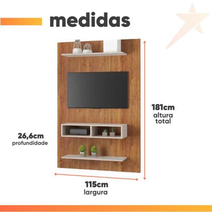 Imagem de Painel Para TV Até 50 Polegadas com Prateleira e Nicho 1,15m Berlin Viero