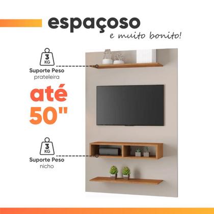 Imagem de Painel Para TV Até 50 Polegadas com Prateleira e Nicho 1,15m Berlin Viero