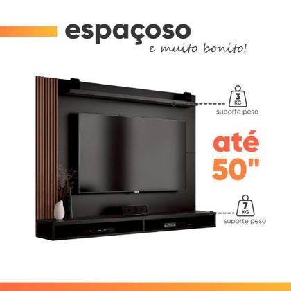 Imagem de Painel Para TV até 50 Polegadas Dijon Ripado c/ Prateleira Preto / Naturale