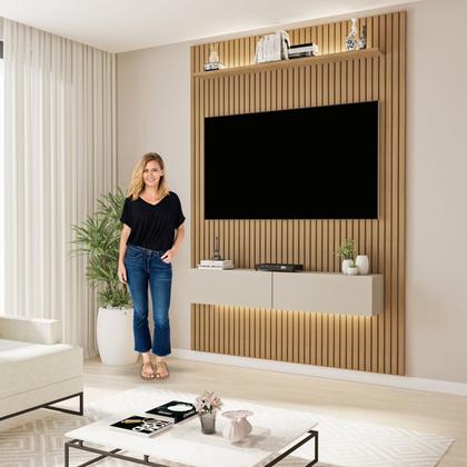 Imagem de Painel para Tv até 50 Polegadas Frisado em MDF com Led Duplo 134,4cm Curitiba