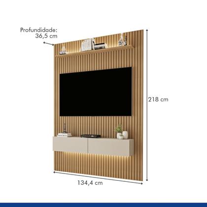 Imagem de Painel para Tv até 50 Polegadas Frisado em MDF com Led Duplo 134,4cm Curitiba