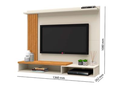 Imagem de Painel Para TV até 52 Polegadas Intense Ripado com Prateleira Off White/Freijó - Móvebrinque