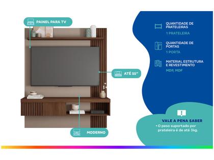 Imagem de Painel para TV até 55” Caemmun Jade 1 Prateleira