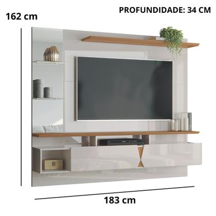 Imagem de Painel para TV até 55  Off White com Damasco Intense - Lukaliam Móveis