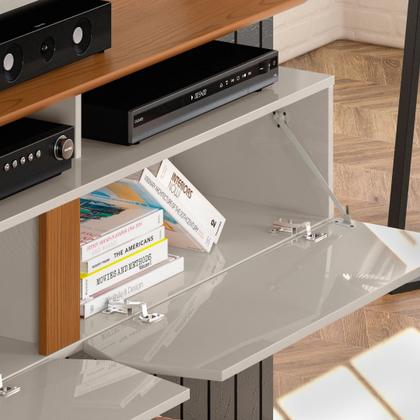 Imagem de Painel para TV até 55  Off White com Damasco Intense - Lukaliam Móveis