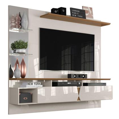 Imagem de Painel para TV até 55  Off White com Damasco Intense - Lukaliam Móveis