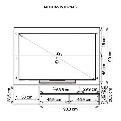 Imagem de Painel Para TV Até 55 Polegadas Black Preto Caemmun