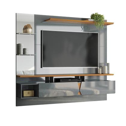 Imagem de Painel Para Tv Até 55 Polegadas Com Espelho Cinza Perolizado / Tauari - Lukaliam Móveis