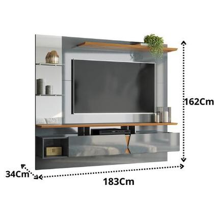 Imagem de Painel Para Tv Até 55 Polegadas Com Espelho Cinza Perolizado / Tauari - Lukaliam Móveis