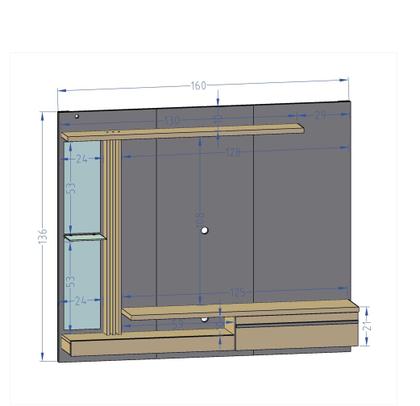 Imagem de Painel para TV até 55 Polegadas LED Prateleira de Vidro Denver