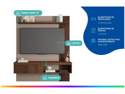 Imagem de Painel Para Tv Até 55 Polegadas Marrom Moon Caemmun